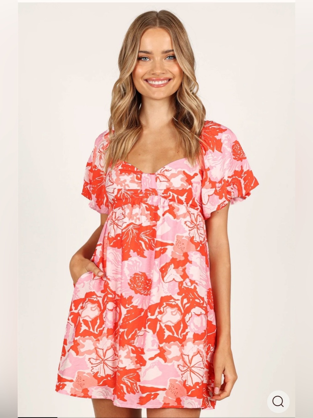 NWT Petal and Pup Maggie Dress Coral & Pink Floral Empire-Waist Mini Dress